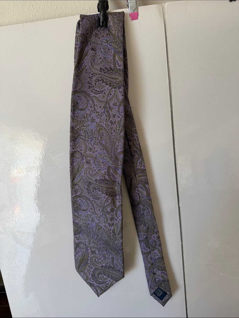 Altea Lavender and Olive Paisley Silk Tie